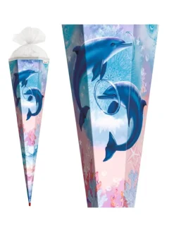 Schultüte groß Delfine 85 cm in Hellblau