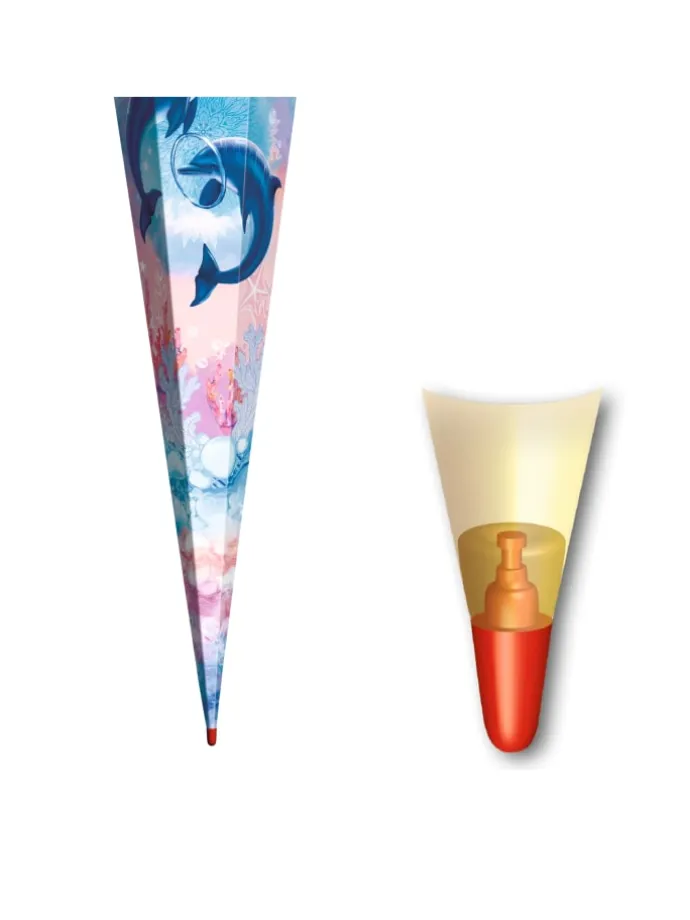 Schultüte groß Delfine 85 cm in Hellblau