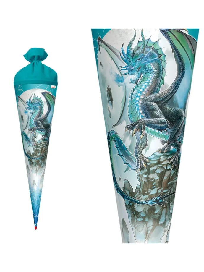 Schultüte groß Eisdrache 70 cm in Hellblau