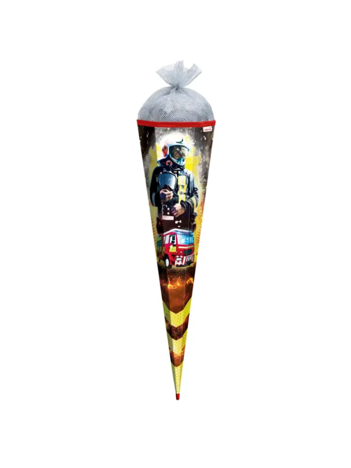 Schultüte groß Feuerwehrmann 85 cm, Glanzfolie in Rot