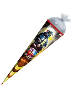 Schultüte groß Feuerwehrmann 85 cm, Glanzfolie in Rot
