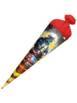 Schultüte groß Feuerwehrmann 70 cm, Glanzfolie in Rot