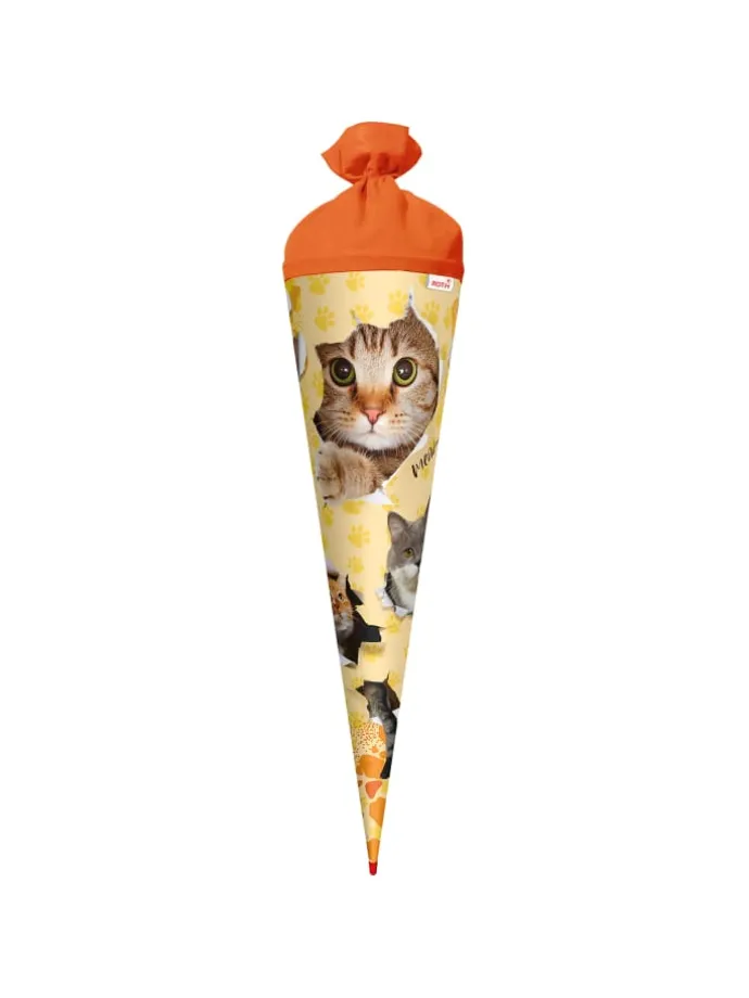 Schultüte groß Katzenparty 70 cm in Orange