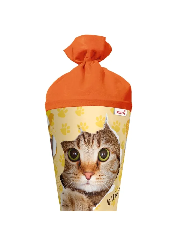 Schultüte groß Katzenparty 70 cm in Orange