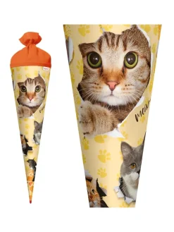 Schultüte groß Katzenparty 70 cm in Orange