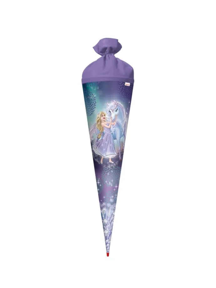 Schultüte groß Königin im Eis 70 cm, Glitter in Blau