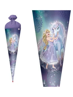 Schultüte groß Königin im Eis 70 cm, Glitter in Blau