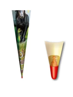 Schultüte groß Power Horse 85 cm, Netzverschluss in Grün