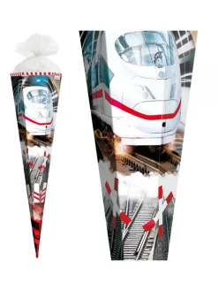 Schultüte groß Schnellzug 85 cm, Glanzfolie in Rot