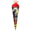 Schultüte klein Feuerwehrmann 50 cm, rund in Rot