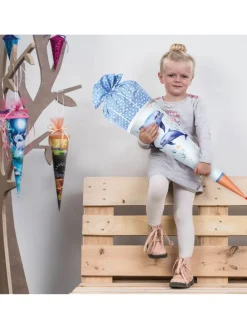 Schultüte Lieblingsstück Delfin Duo 70 cm, Stoffverschluss in Hellblau