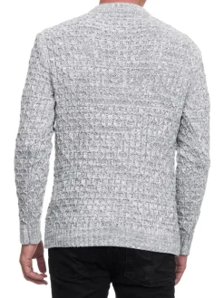 Schwerer Kontrast Grobstrick Rundhals-Pullover in Grau