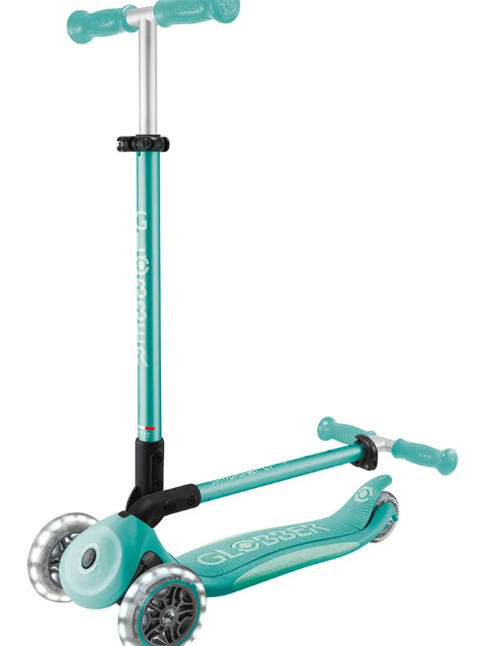 Scooter "Globber primo foldable plus lights" in Hellblau - ab 3 Jahren