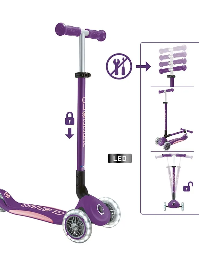 Scooter "Globber primo foldable plus lights" in Lila - ab 3 Jahren