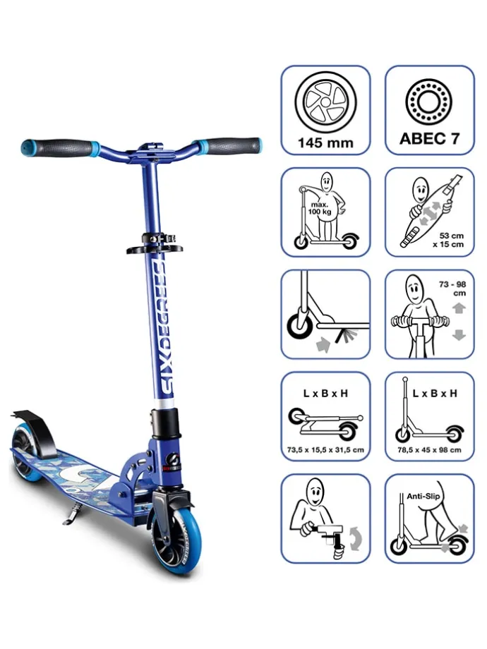 Scooter "Six Degrees Aluminium Scooter Junior 145" in Blau - ab 5 Jahren