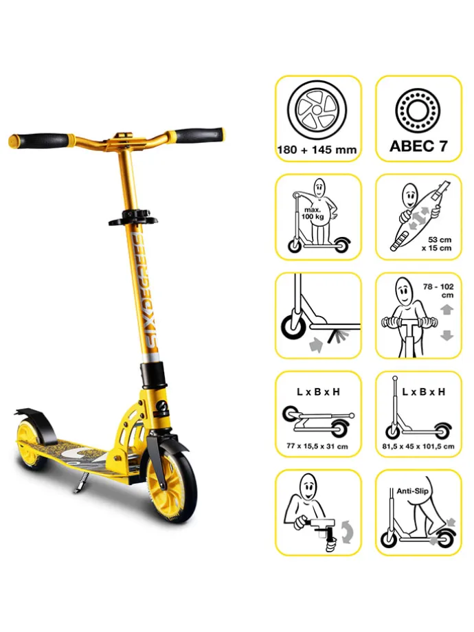 Scooter "Six Degrees Aluminium Scooter Junior 180/145" in Gelb - ab 5 Jahren