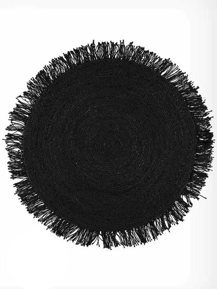 Seegras-Teppich in Schwarz - Ø 100 cm