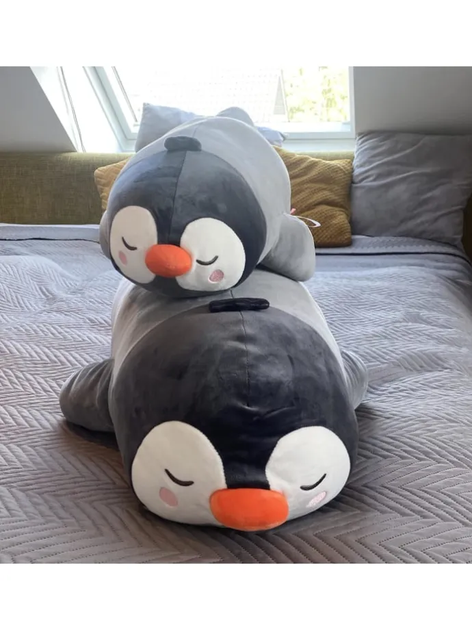 Seitenschläferkissen Pinguin Kissen in Grau