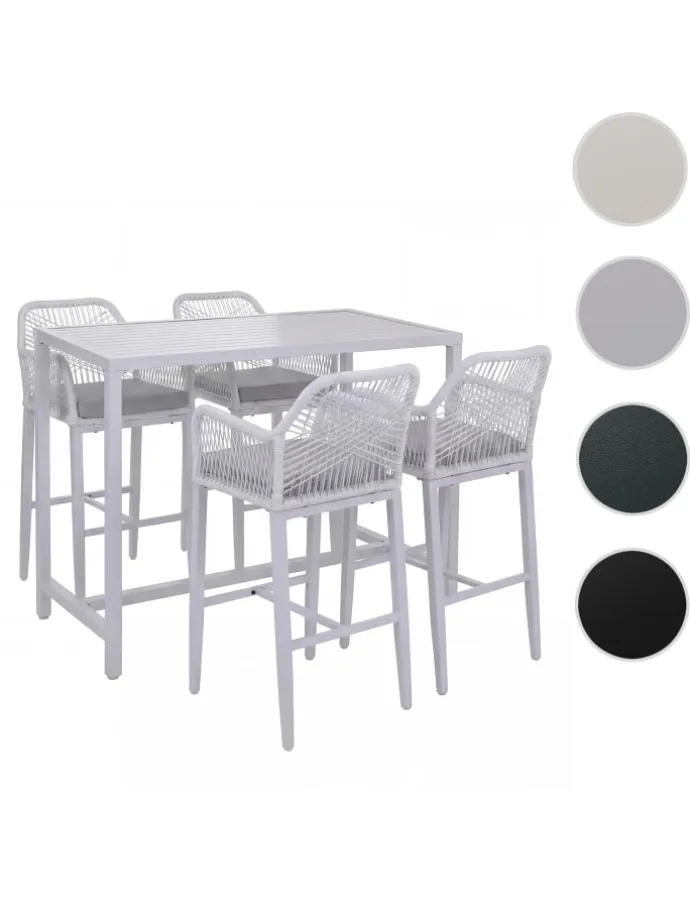 Set Bartisch + 4x Barhocker P91, Hellgrau