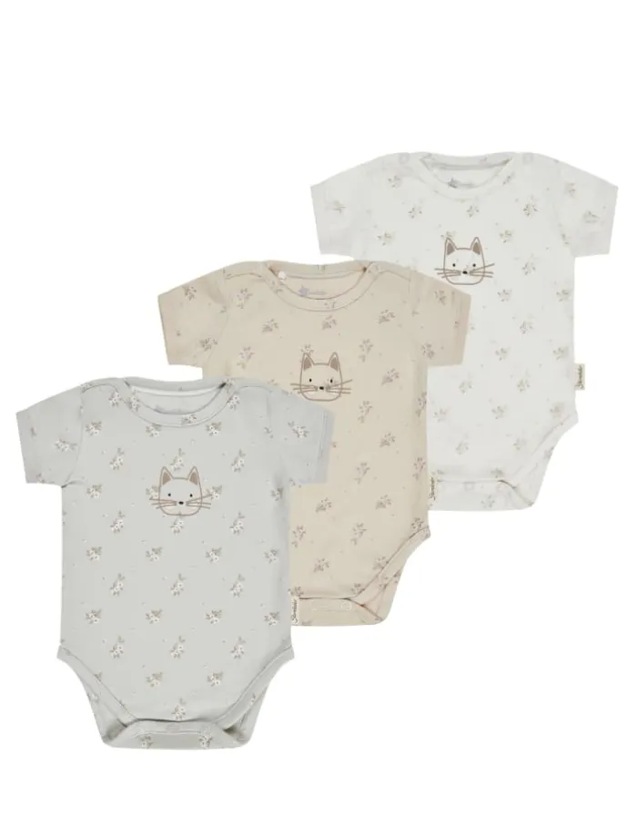 Set Bodys 3er Pack Katze in bunt