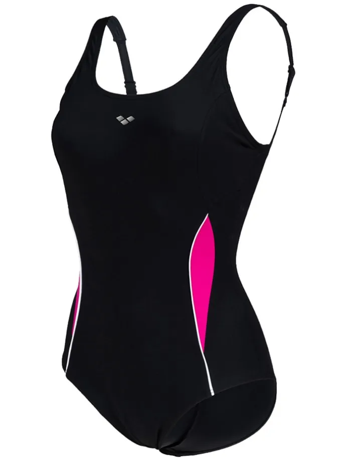 Shape-Badeanzug in Schwarz/ Pink