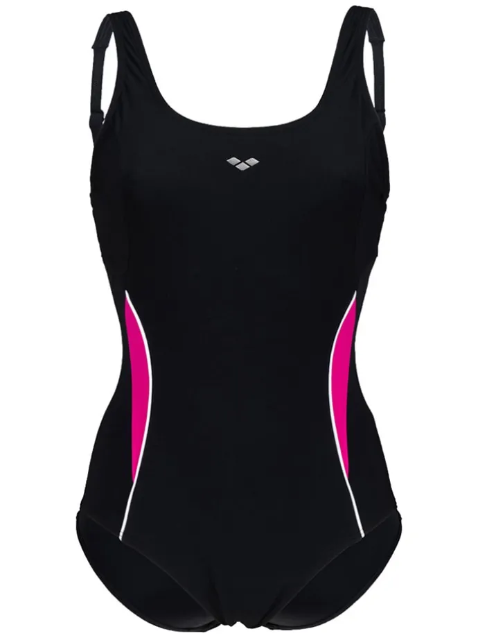 Shape-Badeanzug in Schwarz/ Pink