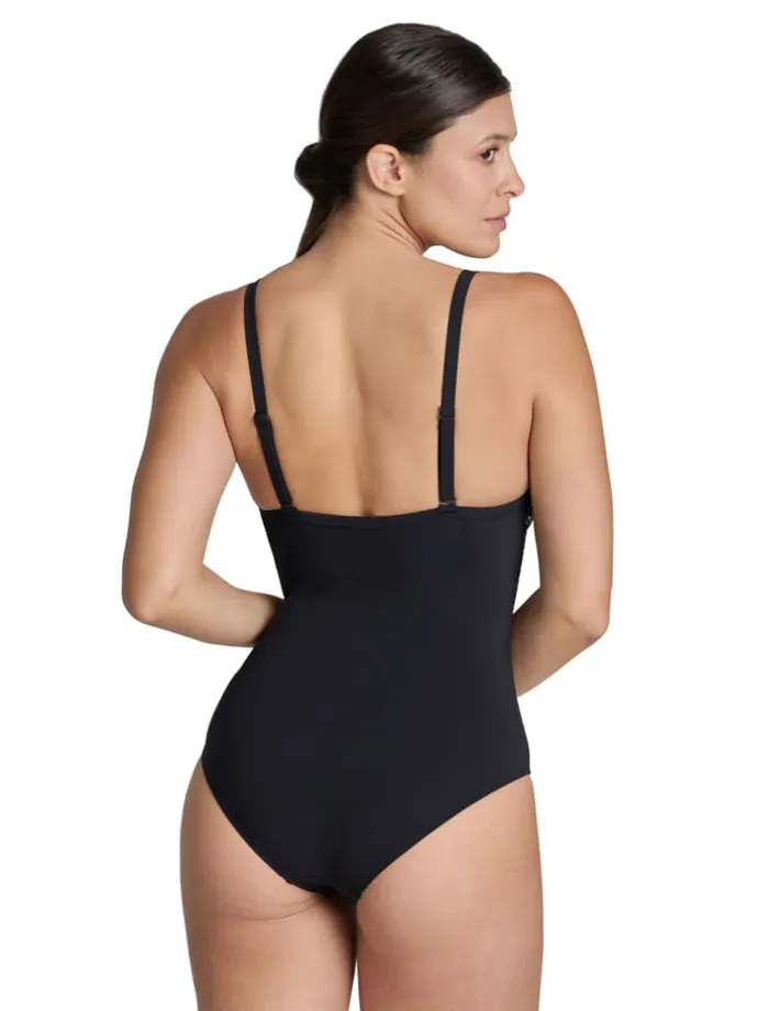 Shape-Badeanzug in Schwarz/ Pink
