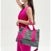 Shopper in Grau/ Pink - (B)40 x (H)29,5 x (T)14 cm