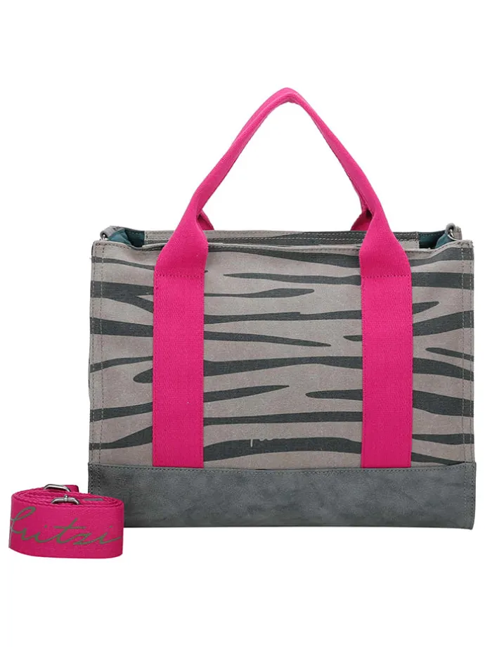 Shopper in Grau/ Pink - (B)40 x (H)29,5 x (T)14 cm