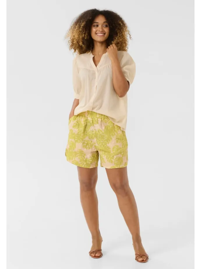Shorts CUdebora Relaxed fit in Green Palm Leaves