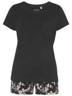 Shorty in schwarz weiß geblümt