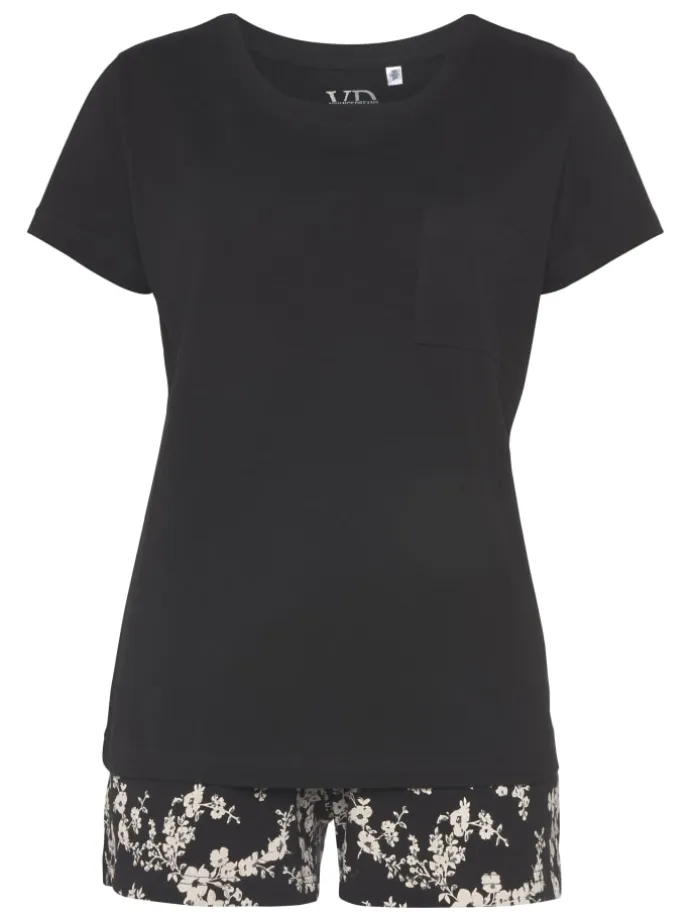 Shorty in schwarz weiß geblümt