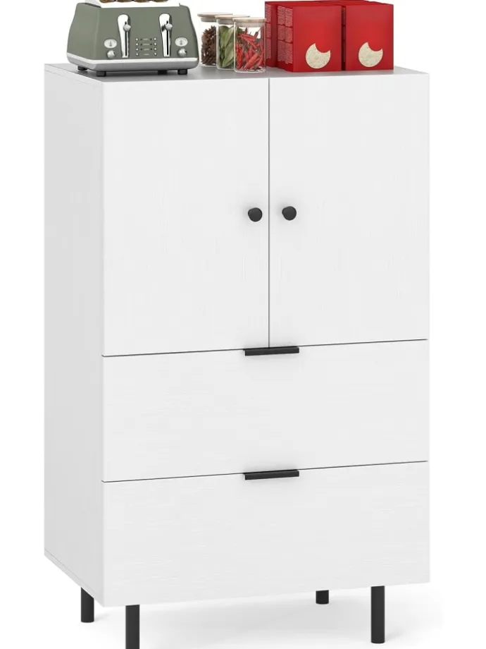 Sideboard Holz mit Metallbeinen in Weiß