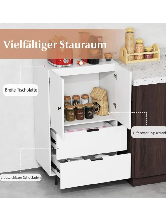 Sideboard Holz mit Metallbeinen in Weiß