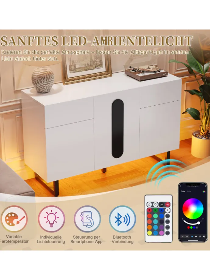 Sideboard mit großem Stauraum, Schubladen & Türen