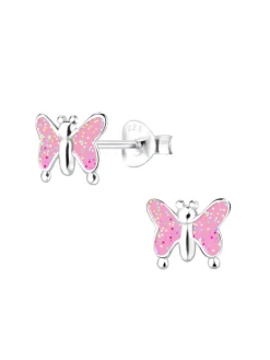 Silber Ohrringe 925 Schmetterling 0,7 cm x 0,8 cm