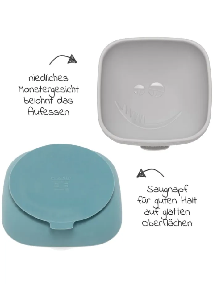 Silikon-Schale 2er Pack mit Saugnapf - Monster in blau,grau