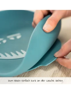 Silikon-Teller mit Saugnapf - Monster - in blau