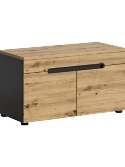 Sitzbank  (B/H/T: 80x45x37 cm) in Basalt grau und Artisan Nachbildung