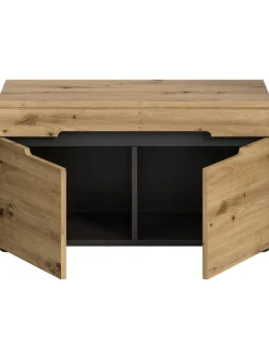 Sitzbank  (B/H/T: 80x45x37 cm) in Basalt grau und Artisan Nachbildung