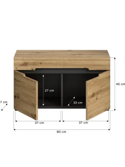 Sitzbank  (B/H/T: 80x45x37 cm) in Basalt grau und Artisan Nachbildung