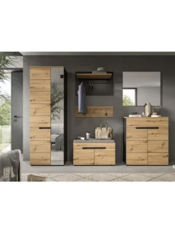 Sitzbank  (B/H/T: 80x45x37 cm) in Basalt grau und Artisan Nachbildung