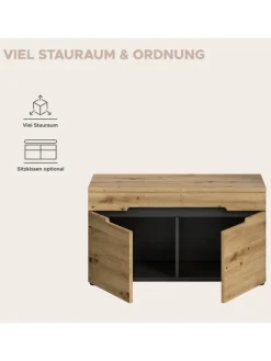 Sitzbank  (B/H/T: 80x45x37 cm) in Basalt grau und Artisan Nachbildung