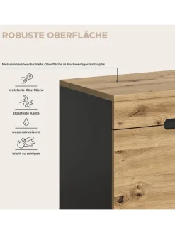 Sitzbank  (B/H/T: 80x45x37 cm) in Basalt grau und Artisan Nachbildung