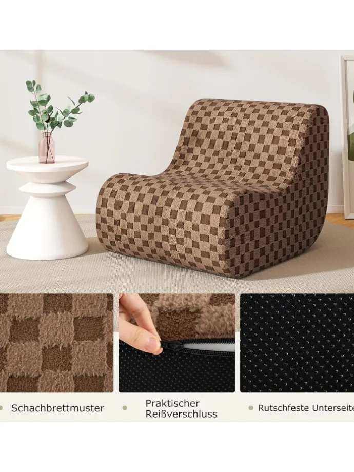 Sitzsack Sessel mit Hocker in Braun
