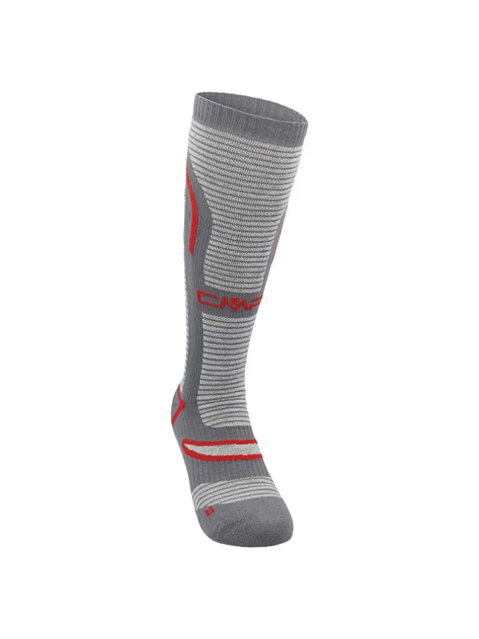 Ski-/ Snowboardsocken in Grau/ Rot