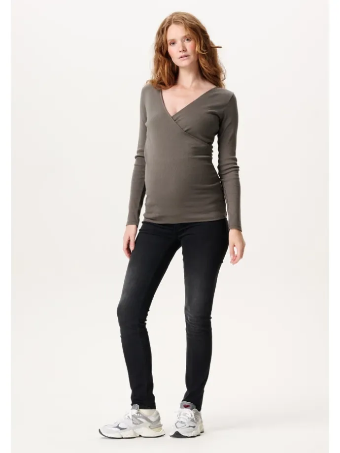 Skinny Umstandsjeans Avi in Black Denim