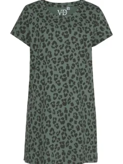 Sleepshirt in ecru-schwarz-gemustert