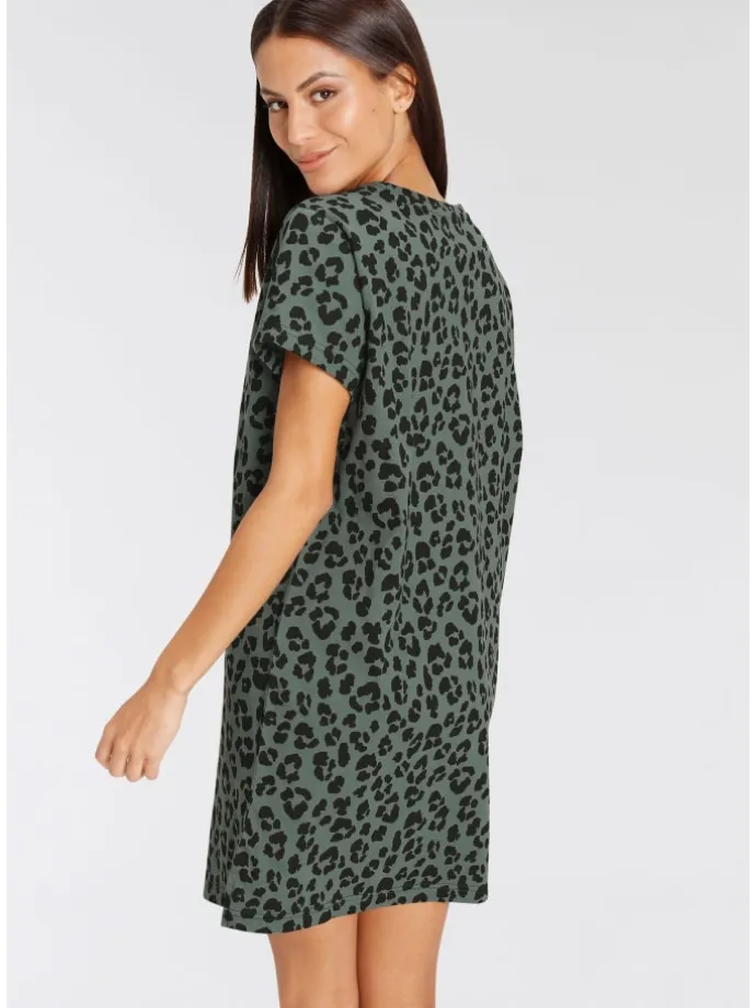 Sleepshirt in ecru-schwarz-gemustert