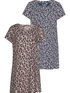 Sleepshirt in mauve-dunkles anthrazitblau gemustert